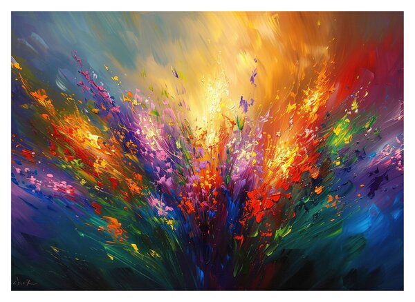 Sklenený obraz - Abstrakcia kvetov (70x50 cm)