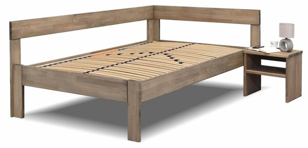 Rohová posteľ jednolôžko Timea 90x200, masív buk, ľavá