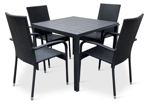 Noela Záhradný jedálenský set Viking M + 4x ratanová stolička Paris