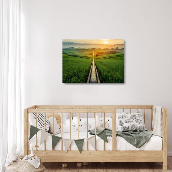 Sklenený obraz - Východ slnka nad údolím (70x50 cm)