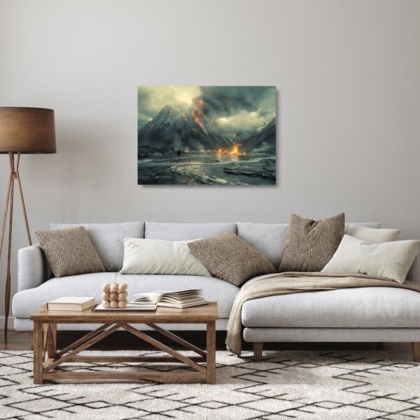 Sklenený obraz - Erupcia sopky (70x50 cm)