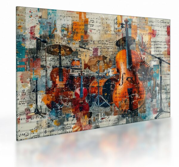 Sklenený obraz - Hudobné nástroje (70x50 cm)
