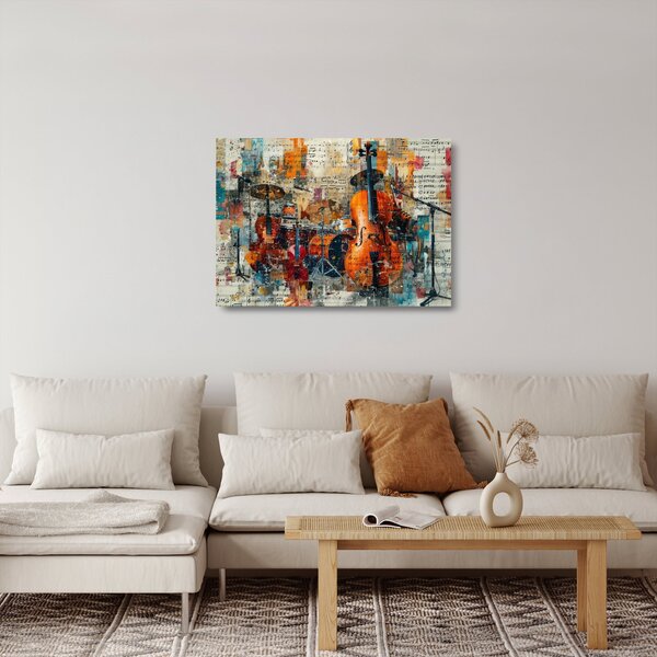 Sklenený obraz - Hudobné nástroje (70x50 cm)