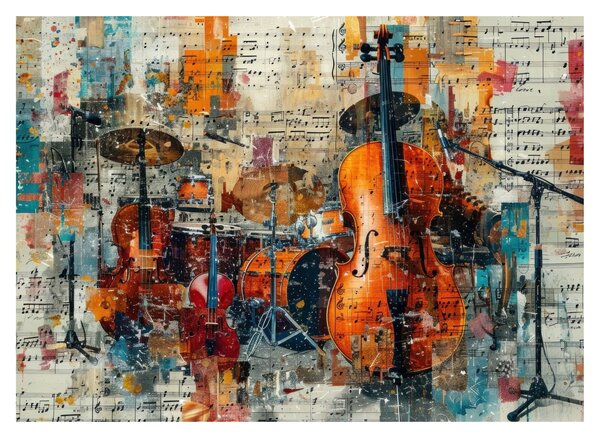 Sklenený obraz - Hudobné nástroje (70x50 cm)
