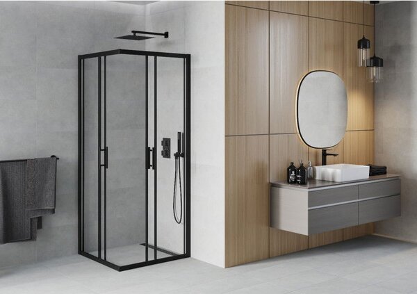 Mexen Rio štvorcový sprchový kút 90 x 90 cm, transparentný, čierny - 860-090-090-70-00