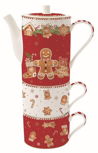 Čajník s hrnčekmi Fancy gingerbread