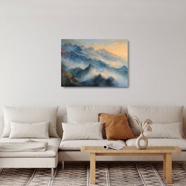 Sklenený obraz - Maľovaná horská krajina (70x50 cm)