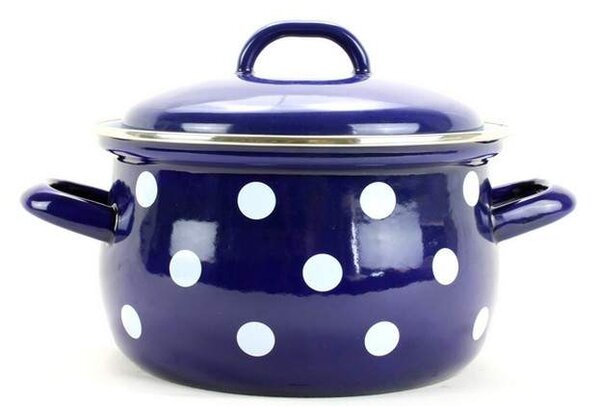 BELIS smaltovaný modrý hrniec s bodkami 16 cm, 2,0 L