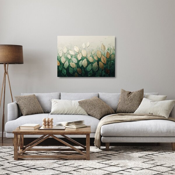 Sklenený obraz - Zlato-zelené listy (70x50 cm)