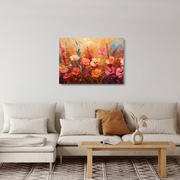 Sklenený obraz - Lúčne kvety, maľba (70x50 cm)