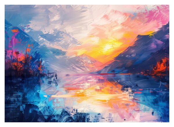 Sklenený obraz - Maľba krajiny (70x50 cm)