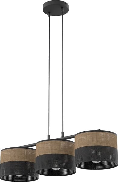 Závesný luster KARBON na lanku 3xE27/15W/230V čierna/hnedá