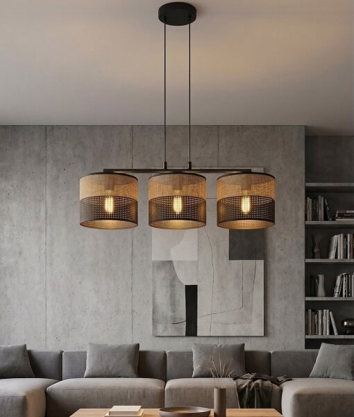 Závesný luster KARBON na lanku 3xE27/15W/230V čierna/hnedá