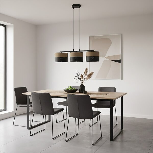 Závesný luster KARBON na lanku 3xE27/15W/230V čierna/hnedá