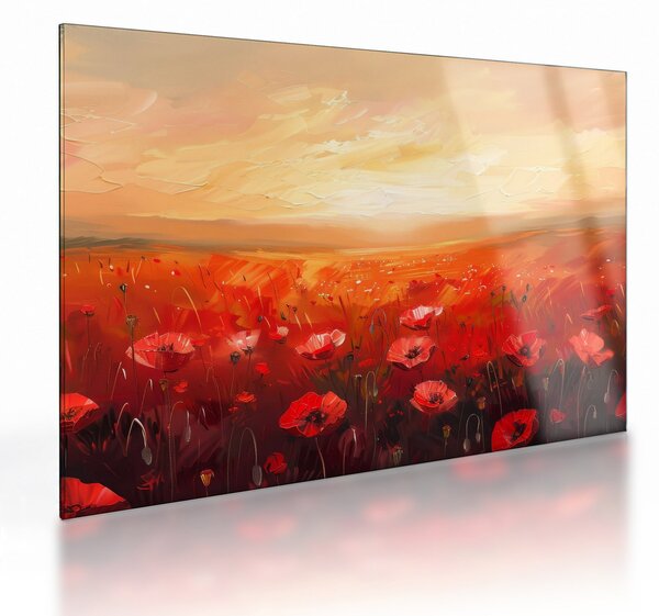 Sklenený obraz - Pole vlčích makov (70x50 cm)