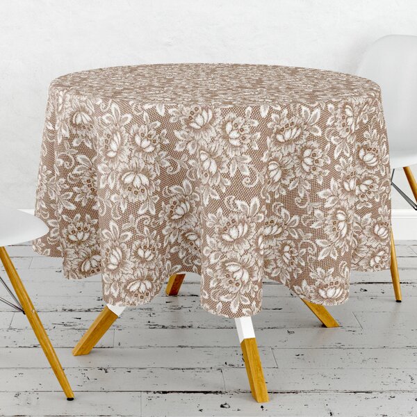 Obrus ​​PVC okrúhly FL-1142-02 - Krajková elegancia (rôzne veľkosti)