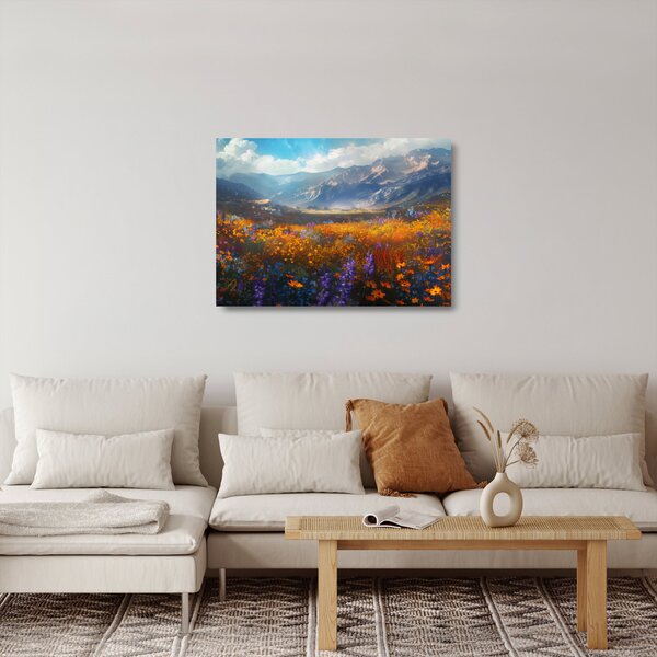 Sklenený obraz - Maľovaná horská krajina II. (70x50 cm)