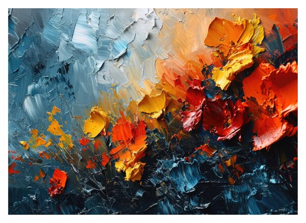 Sklenený obraz - Abstraktná maľba kvetov III. (70x50 cm)