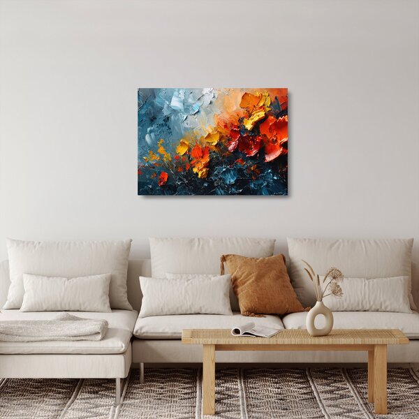 Sklenený obraz - Abstraktná maľba kvetov III. (70x50 cm)