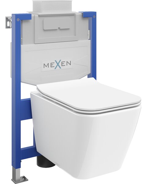 Mexen podomietkový WC set rám Fenix XS-U s WC mísou Cube a pomaly sklopnou doskou, biely lesk - 68530924000