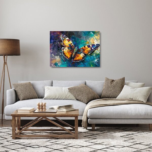 Sklenený obraz - Motýľ, olejomaľba (70x50 cm)