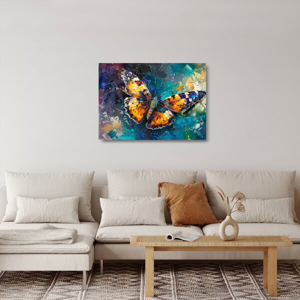 Sklenený obraz - Motýľ, olejomaľba (70x50 cm)