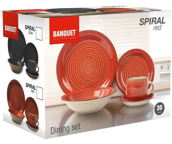 Banquet 30-dielna jedálenská súprava Spiral ​Red
