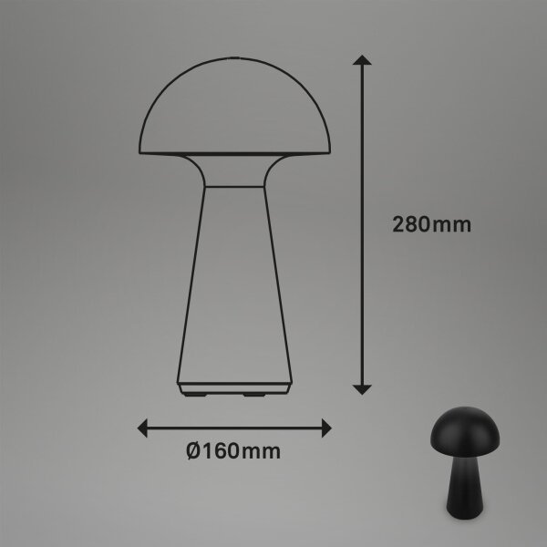 Briloner - LED stmievateľná nabíjateľná dotyková vonkajšia stolová lampa LED/2,6W/5V 3000K IP44 čierna