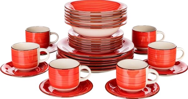 Banquet 30-dielna jedálenská súprava Spiral ​Red