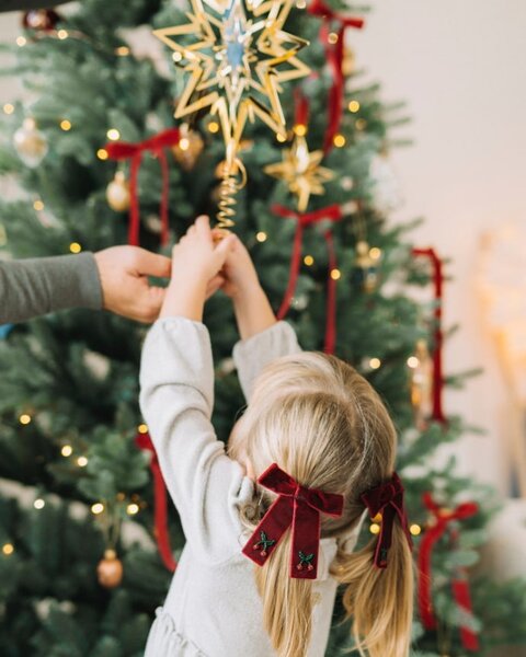 Pozlátená vianočná ozdoba / špička na stromček Lyra Star Small