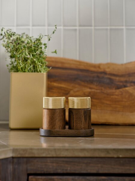 Mlynček na soľ a korenie Sina Dark Oak / Brass