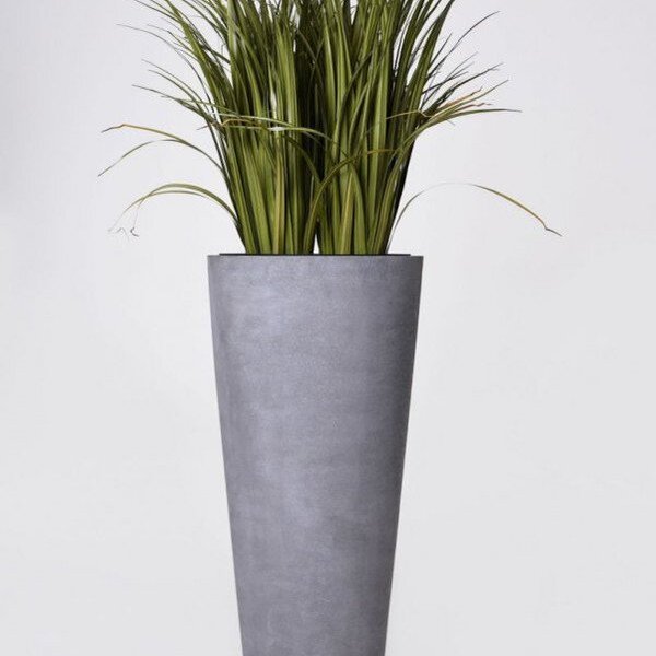 Kvetináč RONDO CLASSICO 80, sklolaminát, výška 80 cm, betón design, sivý
