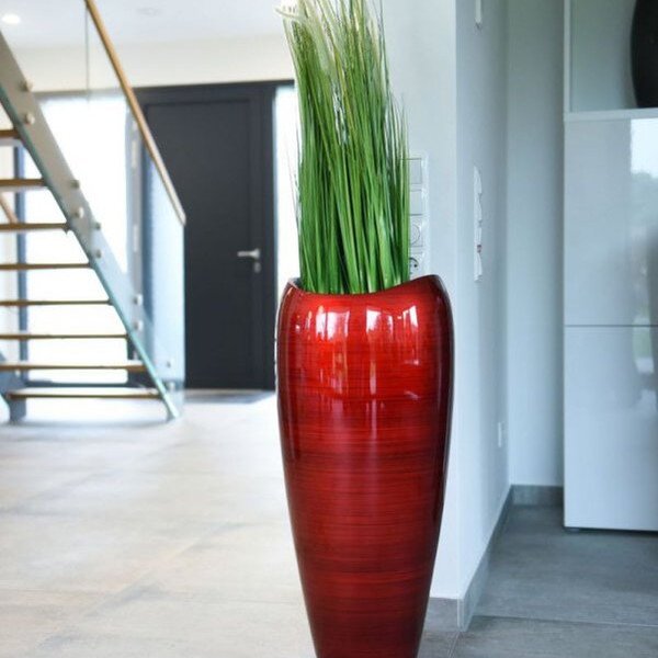 Kvetináč DELUXE 81, sklolaminát, výška 81 cm, červeno-čierný lesk