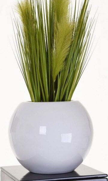 Kvetináč GLOBO 30, sklolaminát, Ø 30 cm, biely lesk