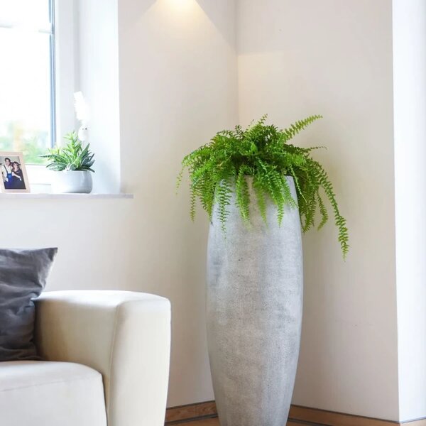 Kvetináč MAGNUM 100, sklolaminát, výška 100 cm, betón design, sivý