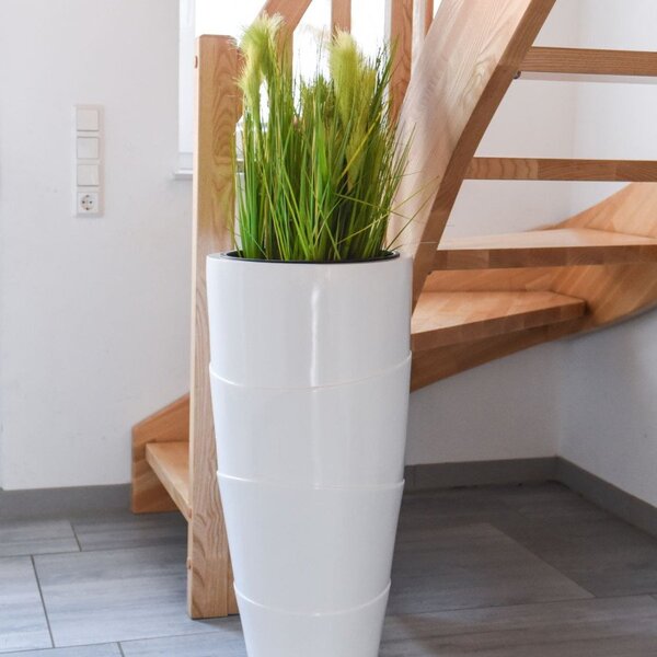 Exkluzívny kvetináč MOENA, výška 80 cm, sklolaminát, bialy lesk