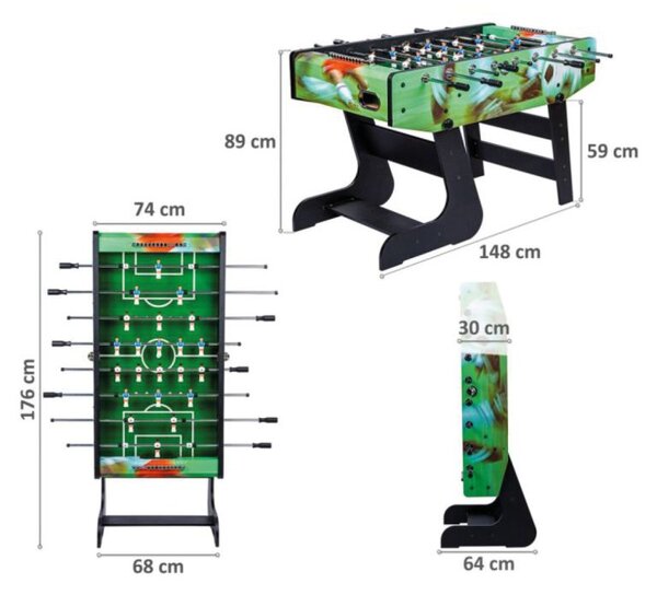 Stolný futbal Liverpool 141 x 125 x 89 cm, zelená potlač