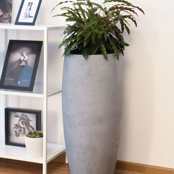 Kvetináč OPUS 80, sklolaminát, výška 80 cm, betón-design sivý