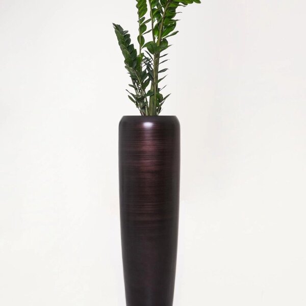 Luxusný kvetináč CAVITA, sklolaminát, výška 117 cm, čierno-hnedý hodvábny mat