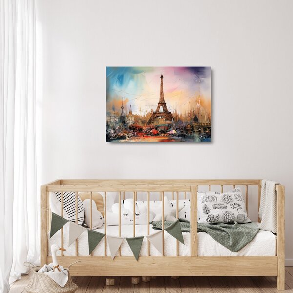 Sklenený obraz - Maľba Eiffelovej veže (70x50 cm)