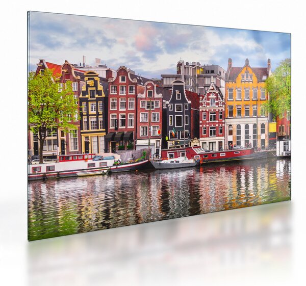 Sklenený obraz - Amsterdam, tanečné domy (70x50 cm)