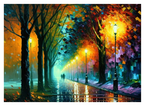 Sklenený obraz - Nočná prechádzka (70x50 cm)
