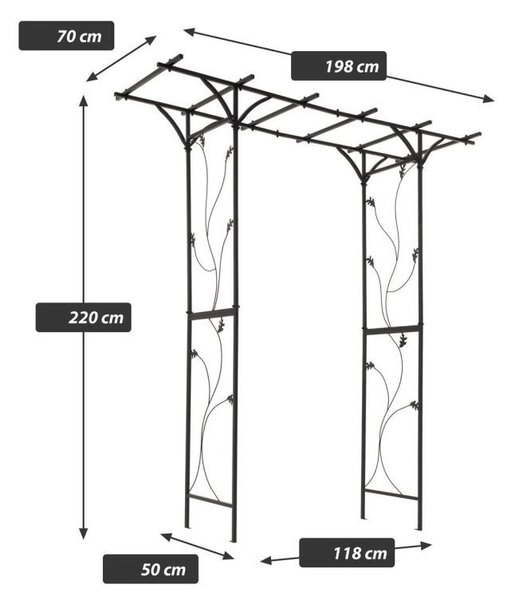 Garth záhradná oblúková pergola, 220 x 198 x 70 cm