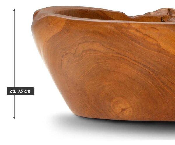 Drevené umývadlo DIVERO, masívne teakové drevo, Ø 39-40 cm