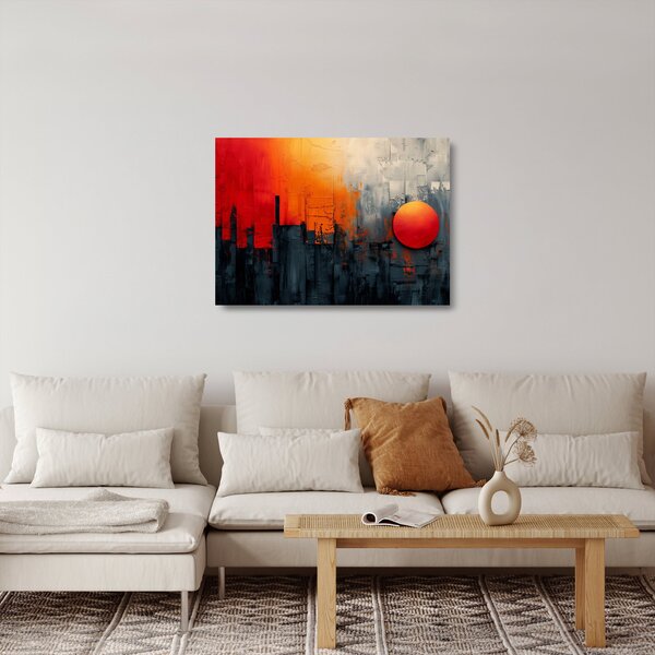 Sklenený obraz - Abstraktná maľba mesta (70x50 cm)