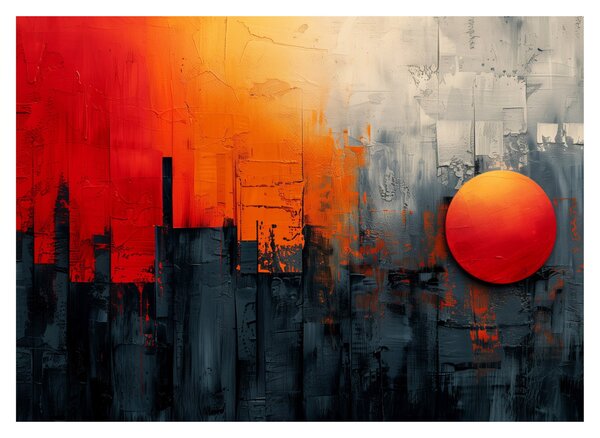 Sklenený obraz - Abstraktná maľba mesta (70x50 cm)