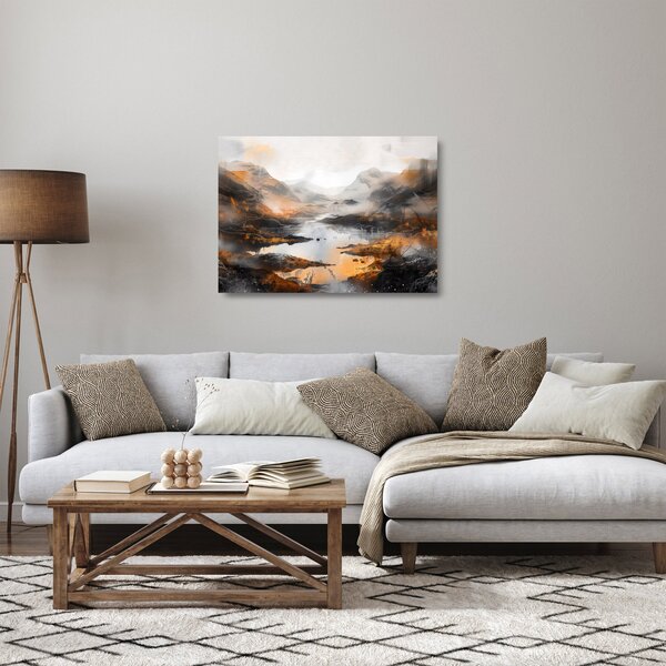 Sklenený obraz - Maľba horskej krajiny (70x50 cm)