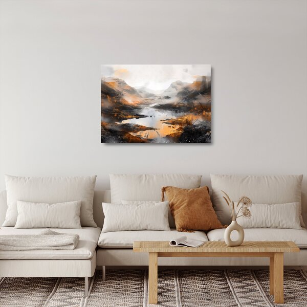 Sklenený obraz - Maľba horskej krajiny (70x50 cm)