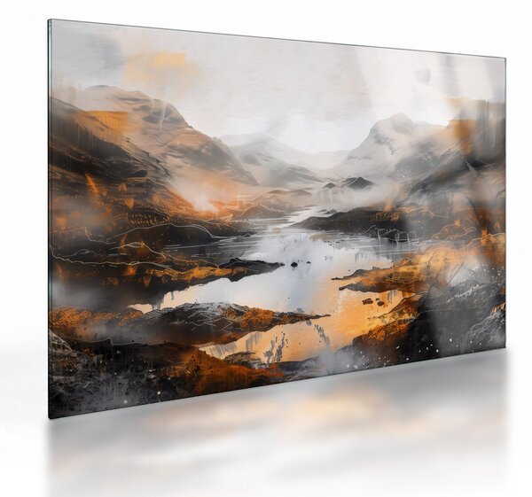 Sklenený obraz - Maľba horskej krajiny (70x50 cm)
