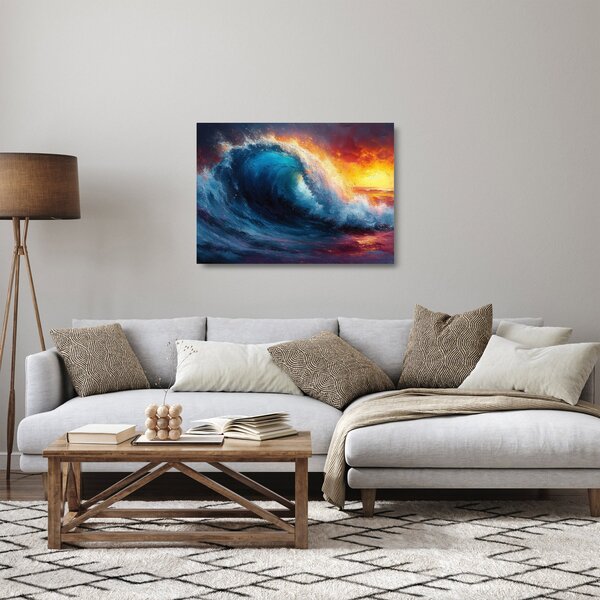 Sklenený obraz - Vlna v západu slnka (70x50 cm)